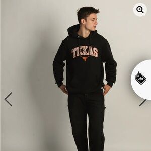 Russell Athletic Black Hoodie with Orange Texas Graphic